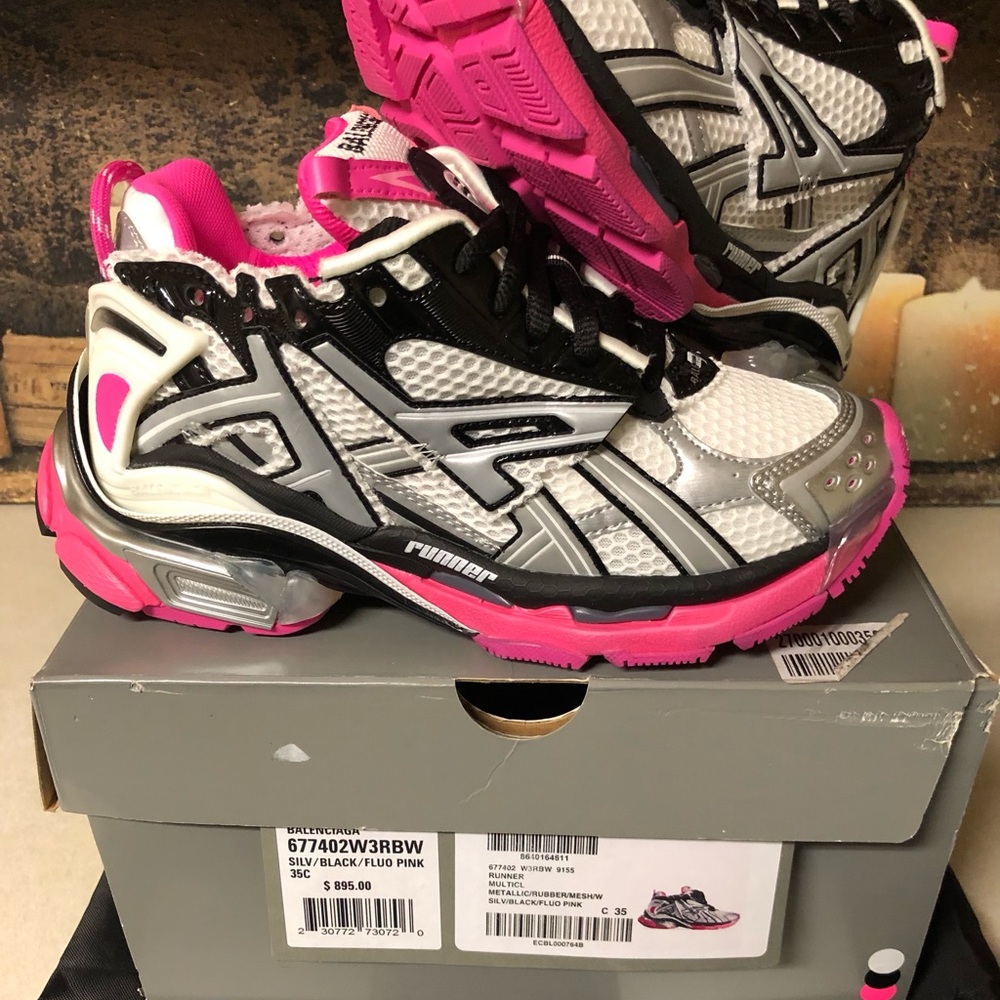 Balenciaga Runner Track Trainer Sneaker Low-Top Women Size 5 Pink Grey Black